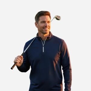 Peter Millar Perth Performance XXL Navy Blue 1/4 Zip Pullover Stretch Golf Men’s
